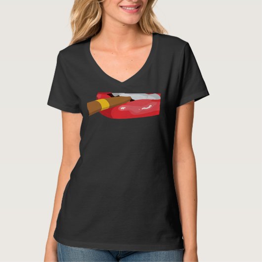 Smoke Cuban Cigar Lit Lips Smoking Graphic T-shirt (Voorkant)