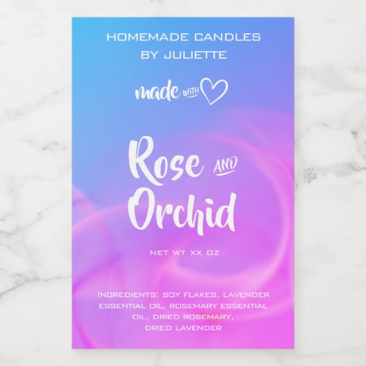 Smoke Flame Pink Zelfgemaakte Kaars Product Verpak Voedselcontainer Etiket (Enkel label)