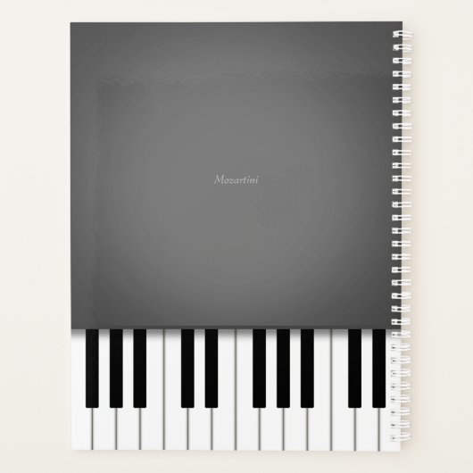 Smoke Grey Piano Music Keyboard Gepersonaliseerd Planner (Achterkant)