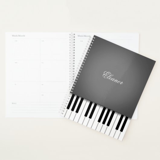 Smoke Grey Piano Music Keyboard Gepersonaliseerd Planner (Display)