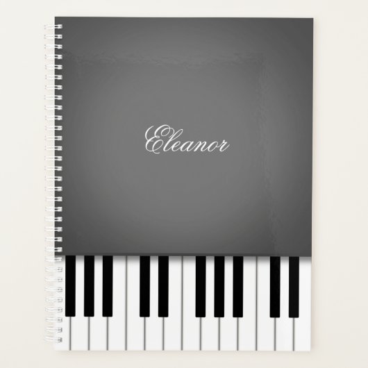 Smoke Grey Piano Music Keyboard Gepersonaliseerd Planner (Voorkant)