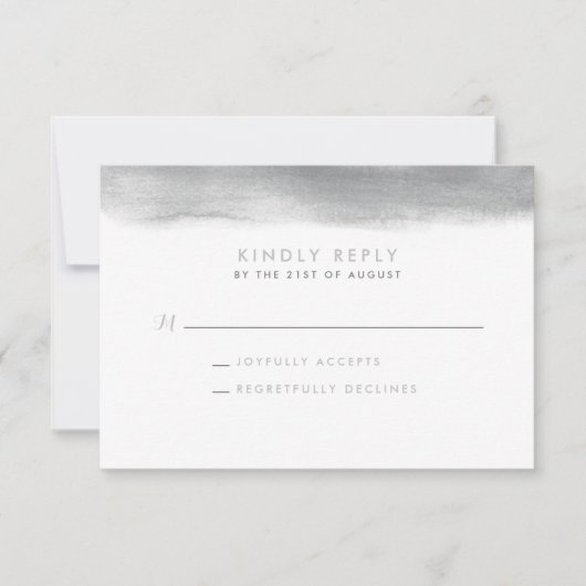 Smoke Grey Waterverf Dip Wedding RSVP Kaart (Voorkant)