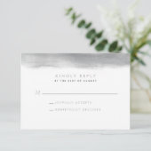 Smoke Grey Waterverf Dip Wedding RSVP Kaart (Staand voorkant)