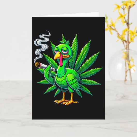 Smoke Joint Turkey Funny Thanksgiving Tee 1  Kaart (Gele Bloem)