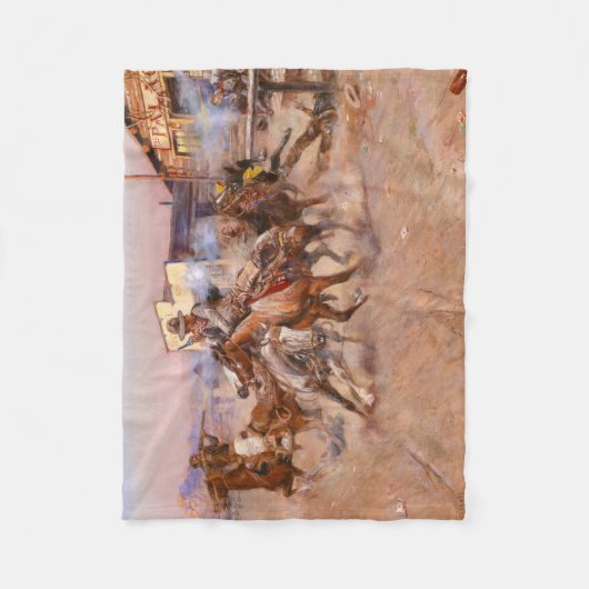 Smoke of a. 45, 1908 by Charles Marion Russell Fleece Deken (Voorkant)