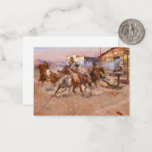 Smoke of a. 45, 1908 by Charles Marion Russell Notitiekaartje (Voorkant / Achterkant in situ)