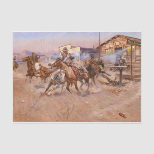 Smoke of a. 45, 1908 by Charles Marion Russell Tissuepapier (Voorkant)