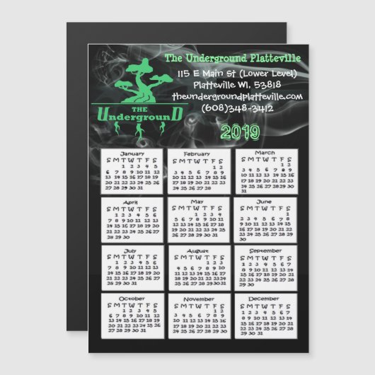 Smoke Shop Business Mini Kalender Magnet 2019 Magnetische Uitnodiging (Voorkant / Achterkant)