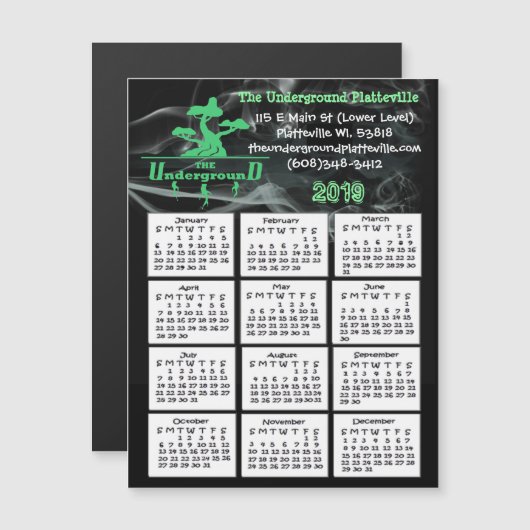 Smoke Shop Business Mini Kalender Magnet 2019 Magnetische Uitnodiging (Voorkant / Achterkant)