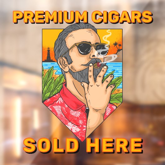 Smoke Shop Premium Sigaren Verkocht Hier Advertent Raamsticker (Vel 2)