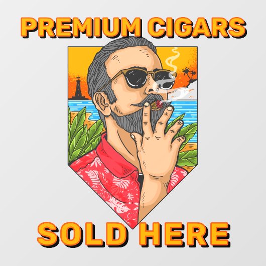 Smoke Shop Premium Sigaren Verkocht Hier Advertent Raamsticker (Vel)