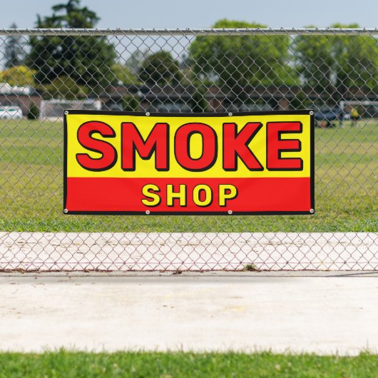 Smoke Shop Rood Geel Zwart Advertentie Spandoek (Insitu)