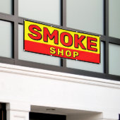 Smoke Shop Rood Geel Zwart Advertentie Spandoek (Buitenkant Gebouw)