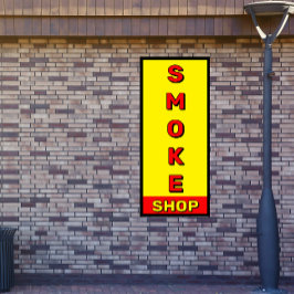 Smoke Shop Rood Geel Zwart Advertentie Spandoek