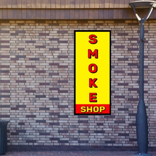 Smoke Shop Rood Geel Zwart Advertentie Spandoek