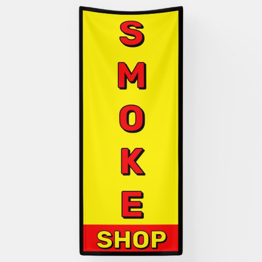 Smoke Shop Rood Geel Zwart Advertentie Spandoek (Verticaal)