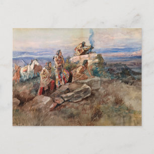 Smoke Signal, 1896, door Charles Marion Russell Briefkaart