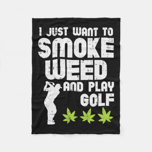 Smoke Weed Play Golf Golfen THC Golfer Stoner Fleece Deken (Voorkant)