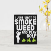 Smoke Weed Play Golf Golfen THC Golfer Stoner Kaart (Gele Bloem)