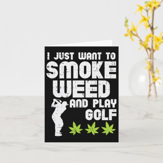 Smoke Weed Play Golf Golfen THC Golfer Stoner Kaart (Gele Bloem)