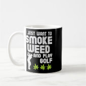 Smoke Weed Play Golf Golfen THC Golfer Stoner Koffiemok (Links)