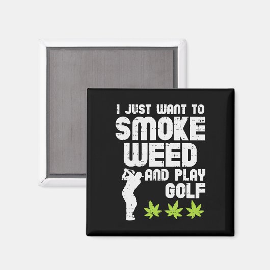 Smoke Weed Play Golf Golfen THC Golfer Stoner Magneet (Voorkant / Achterkant)