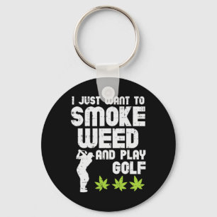 Smoke Weed Play Golf Golfen THC Golfer Stoner Sleutelhanger