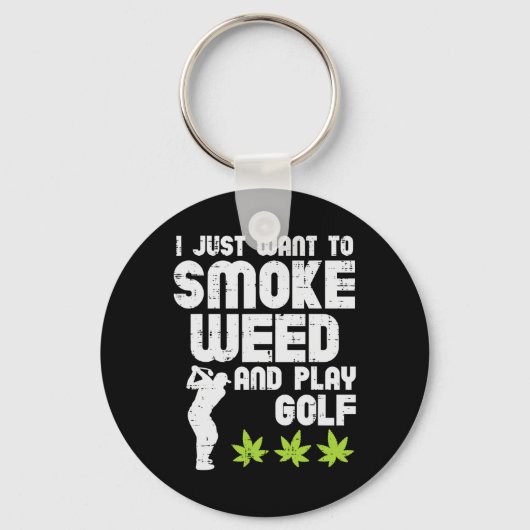 Smoke Weed Play Golf Golfen THC Golfer Stoner Sleutelhanger (Voorkant)
