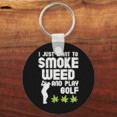 Smoke Weed Play Golf Golfen THC Golfer Stoner Sleutelhanger (Voorkant)
