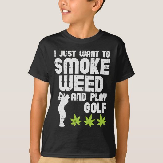 Smoke Weed Play Golf Golfen THC Golfer Stoner T-shirt (Voorkant)