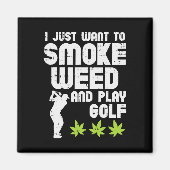 Smoke Weed Play Golf Golfing Thc Golfer Stoner  Magneet (Voorkant)