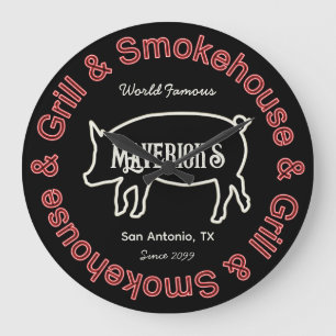 Smokehouse & Grill BBQ Wall Clock Sign Grote Klok