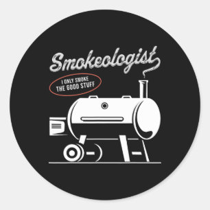 Smokeologist BBQ Dad Funny Smoking Meat Smoker RBE Ronde Sticker