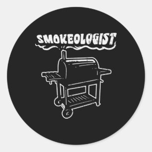 Smokeologist Funny BBQ Rbecue Grill Pitdad Mannen Ronde Sticker