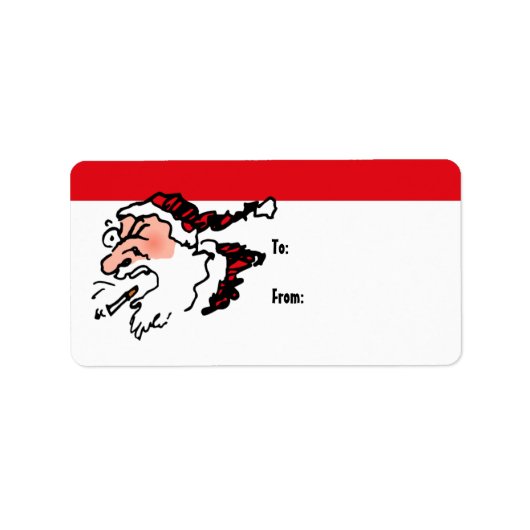 Smoker Santa Gift-labels hoesten Etiket (Voorkant)