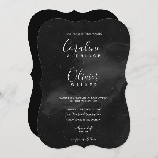 Smokey Black Waterverf Weddenschap Kaart (Voorkant / Achterkant)