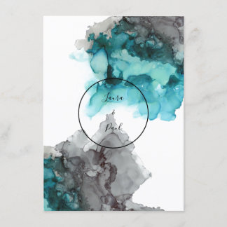 Smokey Blauwgroen en Grey huwelijksuitnodiging Kaart
