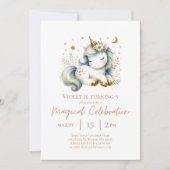 Smokey Blue Dreamy Schattigee eenhoorn Verjaardag Kaart (Voorkant)