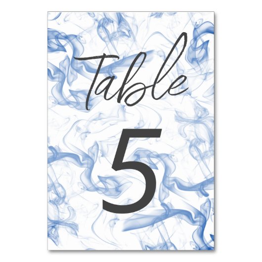 Smokey Blue Mist Background Table Number Kaart (Voorkant)