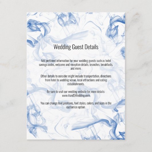 Smokey Blue Mist Wedding Details Enclosure Kaart (Voorkant)