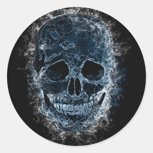 Smokey Blue Skull Art Sticker (Voorkant)