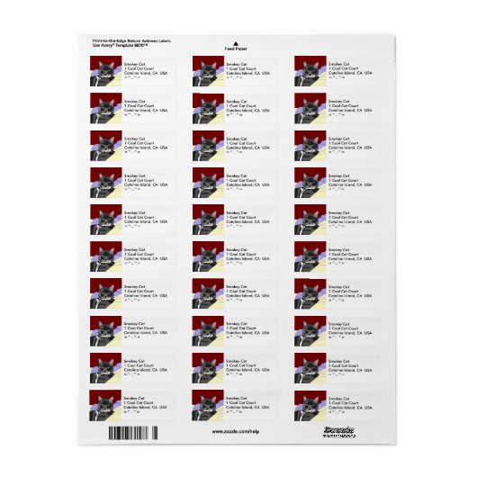 Smokey Cat adreslabel Etiket (Full Sheet)