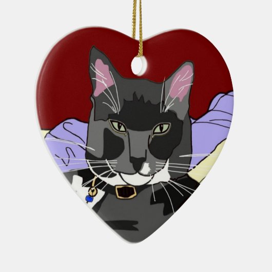 Smokey Cat kerstversiering Keramisch Ornament (Rechts)