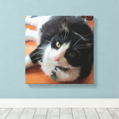 Smokey De Kat Canvas Print (Insitu (Houten vloer))