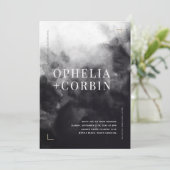 Smokey Donker Zwart Minimale Bruiloft Kaart (Staand voorkant)