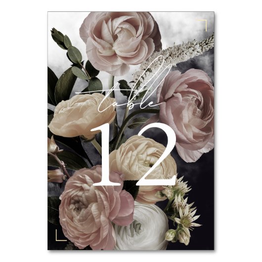 Smokey Donker Zwart Rose Boeket Bruiloft Kaart (Voorkant)