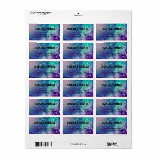 Smokey Galaxy Bruiloft Adresetiketten Etiket (Full Sheet)