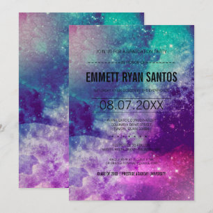 Smokey Galaxy Graduation Party Uitnodigen Kaart