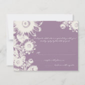 Smokey Grape Paars Floral Wedding RSVP Kaart (Voorkant)