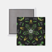Smokey Green Mandala Digital Tekening Magneet (Voorkant / Achterkant)